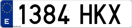 Ejemplo de matrícula de coche ordinaria 1384 HKX