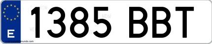 Ejemplo de matrícula española 1385 BBT
