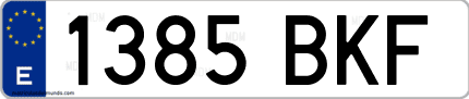 Ejemplo de matrícula de coche ordinaria 1385 BKF