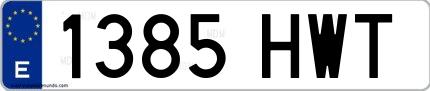 Ejemplo de matrícula española 1385 HWT