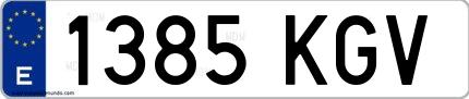 Ejemplo de matrícula española 1385 KGV