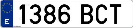 Ejemplo de matrícula española 1386 BCT
