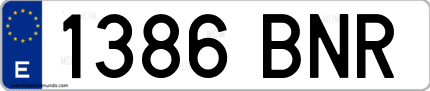 Ejemplo de matrícula de coche ordinaria 1386 BNR