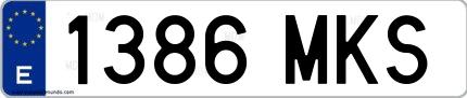 Ejemplo de matrícula española 1386 MKS