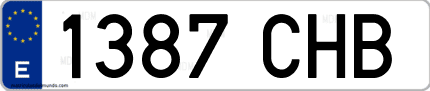 Ejemplo de matrícula de coche ordinaria 1387 CHB