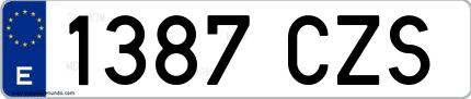 Ejemplo de matrícula española 1387 CZS