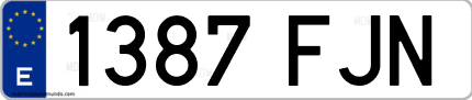 Ejemplo de matrícula de coche ordinaria 1387 FJN