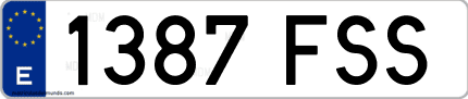 Ejemplo de matrícula de coche ordinaria 1387 FSS