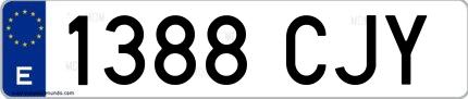 Ejemplo de matrícula española 1388 CJY