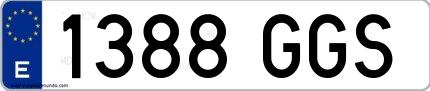 Ejemplo de matrícula española 1388 GGS