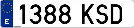 Ejemplo de matrícula española 1388 KSD