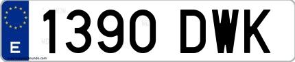Ejemplo de matrícula española 1390 DWK