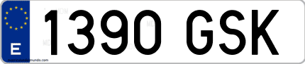 Ejemplo de matrícula de coche ordinaria 1390 GSK
