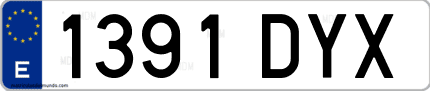 Ejemplo de matrícula de coche ordinaria 1391 DYX