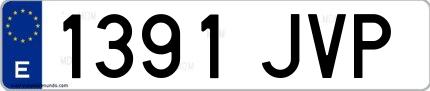 Ejemplo de matrícula española 1391 JVP