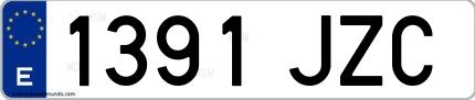 Ejemplo de matrícula española 1391 JZC