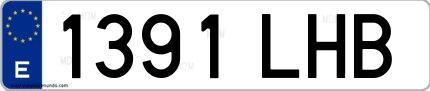 Ejemplo de matrícula española 1391 LHB