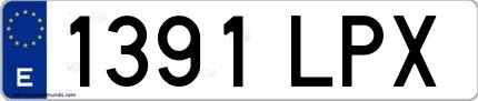 Ejemplo de matrícula española 1391 LPX