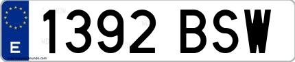 Ejemplo de matrícula española 1392 BSW