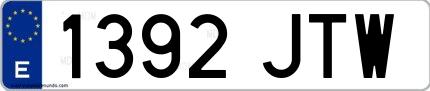Ejemplo de matrícula española 1392 JTW