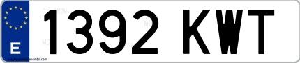 Ejemplo de matrícula española 1392 KWT