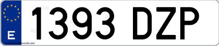 Ejemplo de matrícula española 1393 DZP