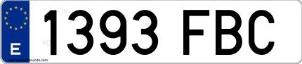 Ejemplo de matrícula española 1393 FBC