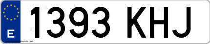 Ejemplo de matrícula de coche ordinaria 1393 KHJ