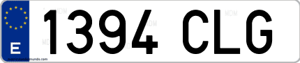 Ejemplo de matrícula de coche ordinaria 1394 CLG