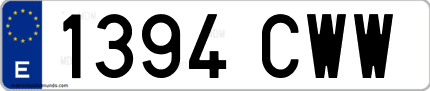 Ejemplo de matrícula de coche ordinaria 1394 CWW