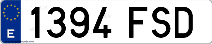 Ejemplo de matrícula de coche ordinaria 1394 FSD