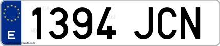 Ejemplo de matrícula española 1394 JCN