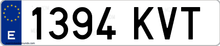 Ejemplo de matrícula de coche ordinaria 1394 KVT