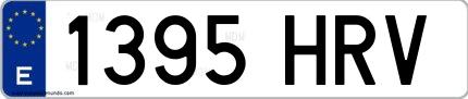 Ejemplo de matrícula de coche ordinaria 1395 HRV