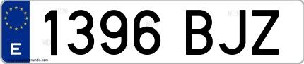 Ejemplo de matrícula española 1396 BJZ