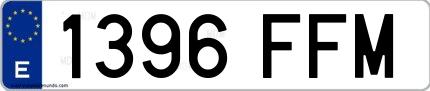 Ejemplo de matrícula española 1396 FFM