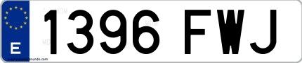 Ejemplo de matrícula española 1396 FWJ