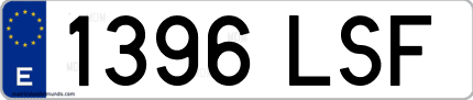 Ejemplo de matrícula de coche ordinaria 1396 LSF