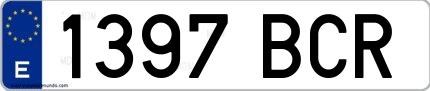 Ejemplo de matrícula española 1397 BCR