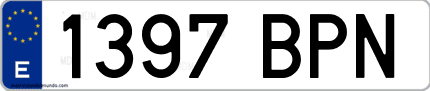 Ejemplo de matrícula de coche ordinaria 1397 BPN