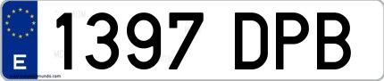Ejemplo de matrícula española 1397 DPB