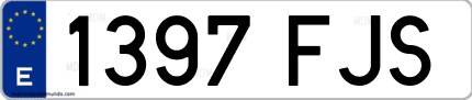 Ejemplo de matrícula de coche ordinaria 1397 FJS