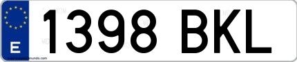 Ejemplo de matrícula española 1398 BKL