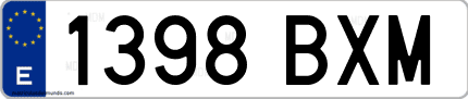 Ejemplo de matrícula de coche ordinaria 1398 BXM