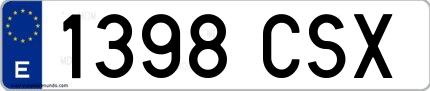 Ejemplo de matrícula española 1398 CSX