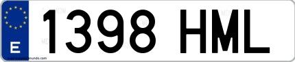 Ejemplo de matrícula española 1398 HML