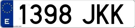 Ejemplo de matrícula española 1398 JKK