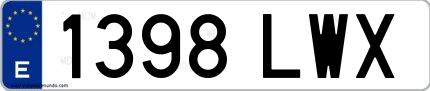 Ejemplo de matrícula española 1398 LWX