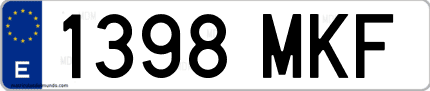 Ejemplo de matrícula de coche ordinaria 1398 MKF