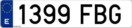 Ejemplo de matrícula española 1399 FBG